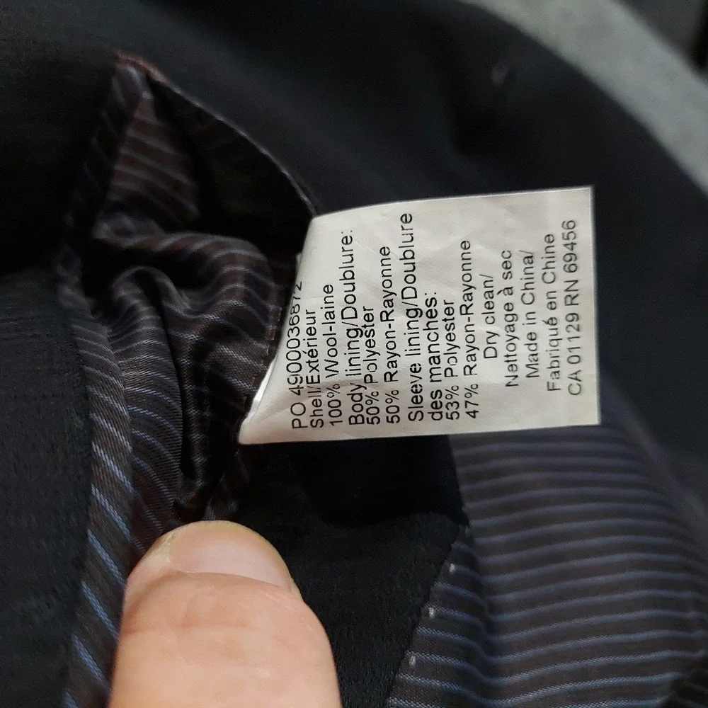 Black Brown 1826 Suit Jacket Mens 42L Black Wool Lord & Taylor Formal Business
